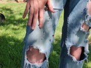 Smearing mud and cake into my ripped jeans front and back 4/16