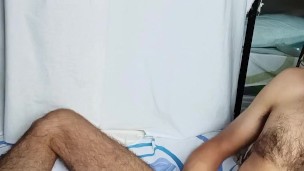 I wear only socks and a cap and jerk off until releasing a huge load of semen [Side A, Your sight]