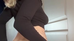 trying to stuff my big juicy ass into my shorts