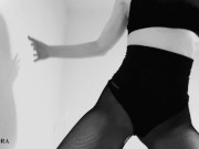 Fishnet Tights Ass and Feet Tease in Black and White 4/16