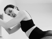 Fishnet Tights Ass and Feet Tease in Black and White 7/16