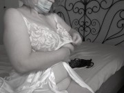 A mature BBW milf tries on bras with big natural saggy tits. 4/16