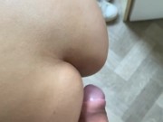 Slapping big Chinese ass with a big white cock, slow mo