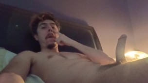 Handsome man big throbbing cock no hands