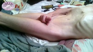 POV Teasing assplay using anal toys, long handjob until intense moaning cumshot, sweaty skinny body