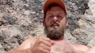 gay desert daddy jerking off outdoors