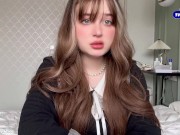 Caught a nerdy girl smoking behind school, payback with a sloppy blowjob and cum in mouth! 2/16