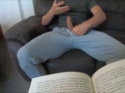 shameless stepson! While stepmom reads he watches porn, has an erection pulls out his cock and jerks 3/16
