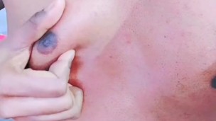 Brazilian sexy body ladyboy with very tiny limp penis play