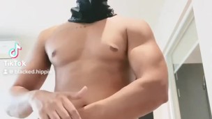 Blacked Hippie Flexing His Muscles Until he is Jacked Day 1