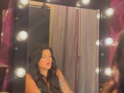 Lesbian boudoir makeout with tits out and tongue