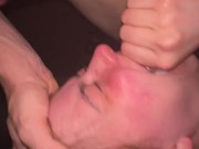 Stupid fuck doll gets humiliated while gagging on daddy’s cock and roughly fucked POV missionary 15/16