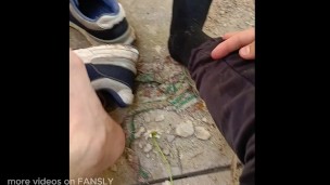 Twink started masturbating when he was walking in the forest with you
