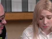 skinny blonde student teen gets first time fucked deep in her tight ass by her horny professor 4/16