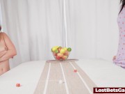 Sexy couple playing a strip dice game followed by lesbian sex 8/16