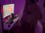 student wiggles in white stockings 8/16