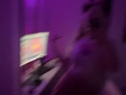 student wiggles in white stockings