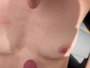 I wait in my car for a walker to empty his balls on my small tits 16/16