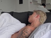 Stepbrothers secretly fuck their stepfather while watching television - Danner Mendez y Clarii Quinn 6/16