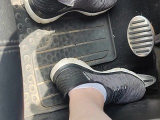 Revving pedals with my sketchers sneakers and white ankle socks