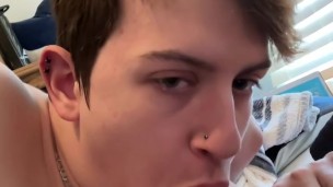 Twink sucks Big White Dick