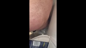 White kiwi nz bear uncut with Long tentacle dildo in ass in shower birds-eye-view