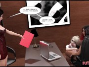 Hot threesome sex during break at the office. 2/16