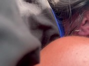 my wife absolutely DEVOURING my pussy in the car 🥵💦