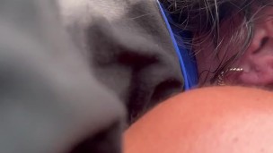 my wife absolutely DEVOURING my pussy in the car 🥵💦