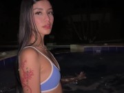 Fucking in the jacuzzi at night! Cumface 1/16