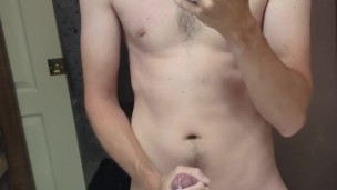 Jerking off in the bathroom mirror