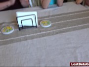 Two sexy women playing a strip game with their horny friend 3/16