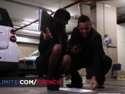 Intense sex with a hot brunette in a public parking 3/16