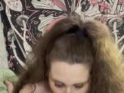 BBW WIFE IN LINGERIE GIVES FOOTJOB, TITTYFUCK AND BLOWJOB RECEIVES A THROATPIE SWALLOWING CUM