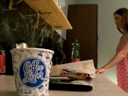 Hot tight pussy petite girl no underwear in a nightie gown pyjamas flashes her beauty in the kitchen for a few more likes 4/16