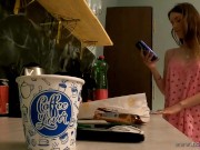 Hot tight pussy petite girl no underwear in a nightie gown pyjamas flashes her beauty in the kitchen for a few more likes 6/16