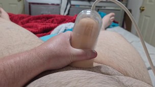 Using my sucking, vibrating penis pump flesh light. I came so hard for you.