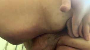18yo cute soft ass takes 9 inch bbc dildo close up
