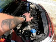 I never expected to fuck a beauty after my car broke down on the road. 1/16