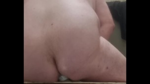 white kiwi bear get a drink can deep in his asshole