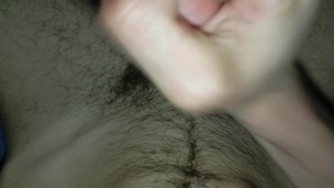 The Dude Plays Again with His Thick Semen and Rubs His Huge Cock with the Hairs on His Legs