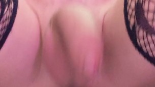 Femboy cums while riding XXL anal dildo with huge knot