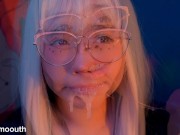 Sloppy deepthroat with saliva and milk facial 💦 9/16