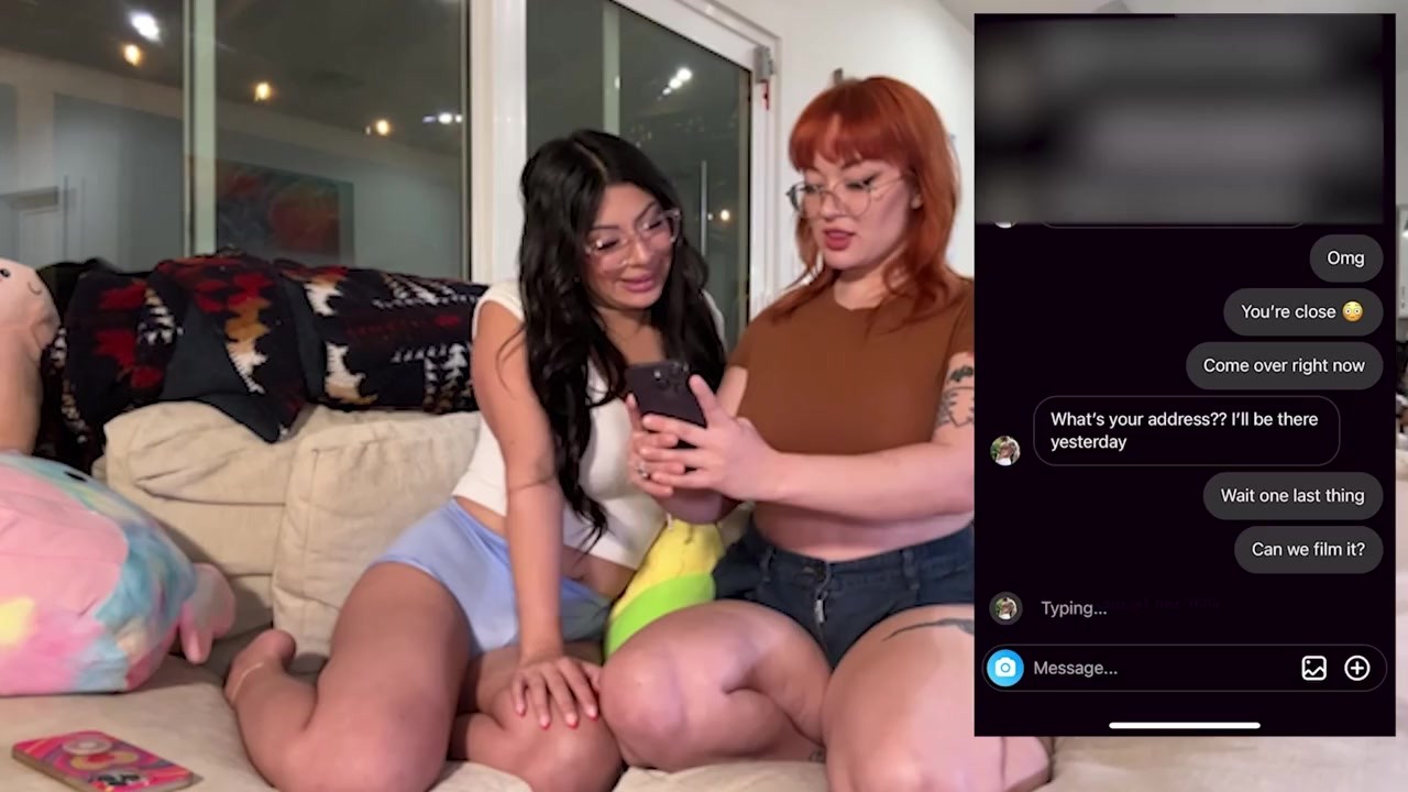 Lesbian besties fuck random guy from IG DMs and he sluts them OUT - Cami  Strella x Emma Magnolia