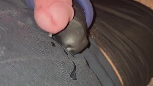 Cumming with wand tied to dick