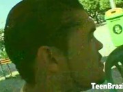 This sexy Teen Couple is outdoors and on the beach in Rio de Janeiro, Brazil and they are super horny and want to have sex. 1/16