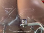 Pawg oils up ass, twerking, teasing and spreading. Then riding bad dragon dildo on clear chair 12/16