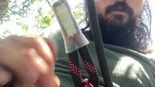 Big Cumload Masturbating During Climb