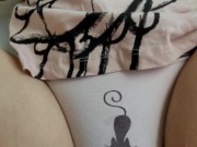 Rubbing Cock against My Stepsister's Cute Pink Panties and Hairy Pussy Fuck