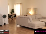 Gorgeous Brunette Scissor Fucked By Busty Blonde Rival 1/16